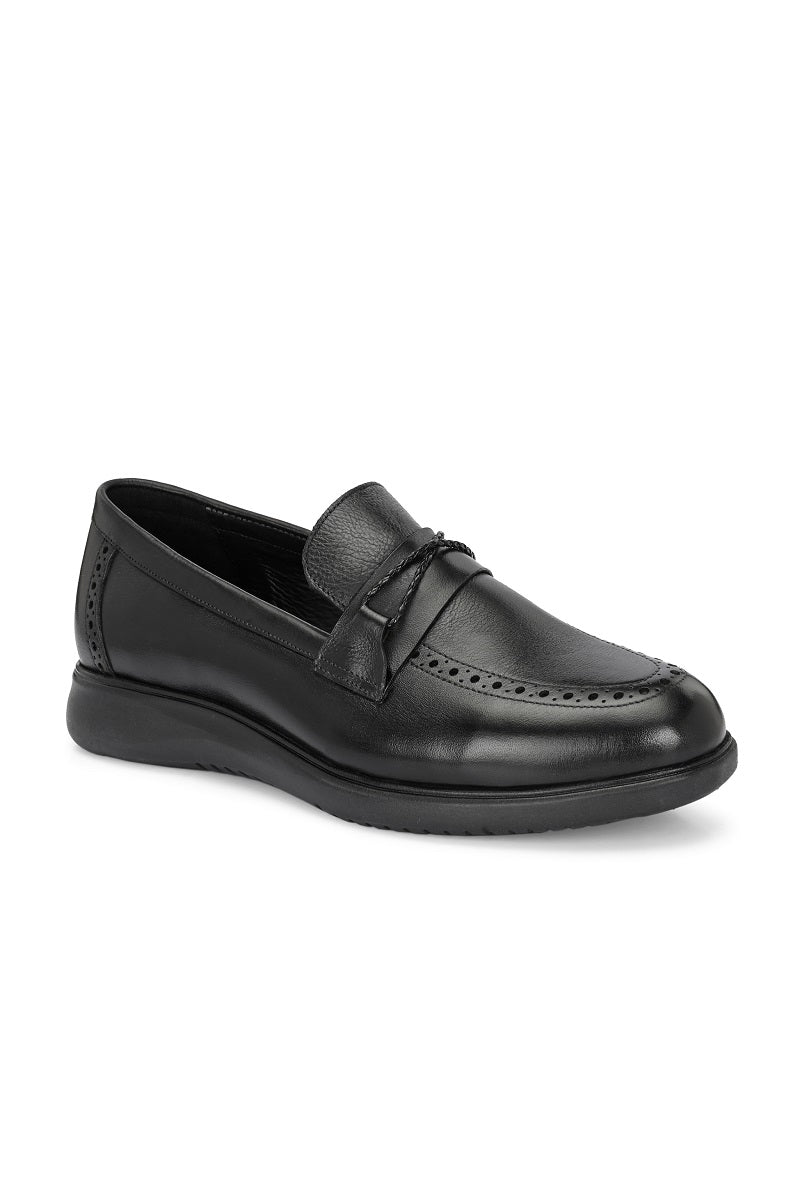 EZRO Men Premium Black Loafers | Classic Slip-On Formal & Casual Shoes | Comfortable Everyday Wear
