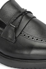 EZRO Men Premium Black Loafers | Classic Slip-On Formal & Casual Shoes | Comfortable Everyday Wear
