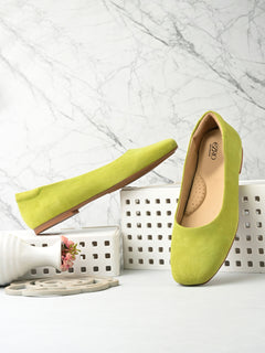 EZRO Women Comfortable Parrot Green Ballerina Flats
