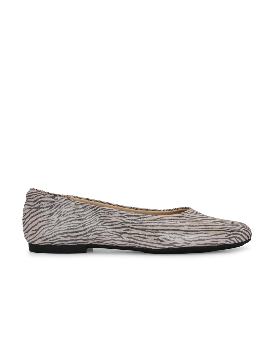 EZRO Women Comfortable Grey-Black Ballerina Flats