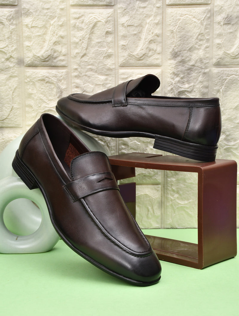 EZRO Elegant Brown Loafers, Effortless Confidence Moccasins for Men
