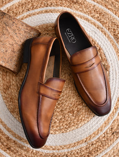 EZRO Men’s Tan Stylish Moccasins – Comfortable & Elegant Slip-On Shoes for Casual, Office & Everyday Wear