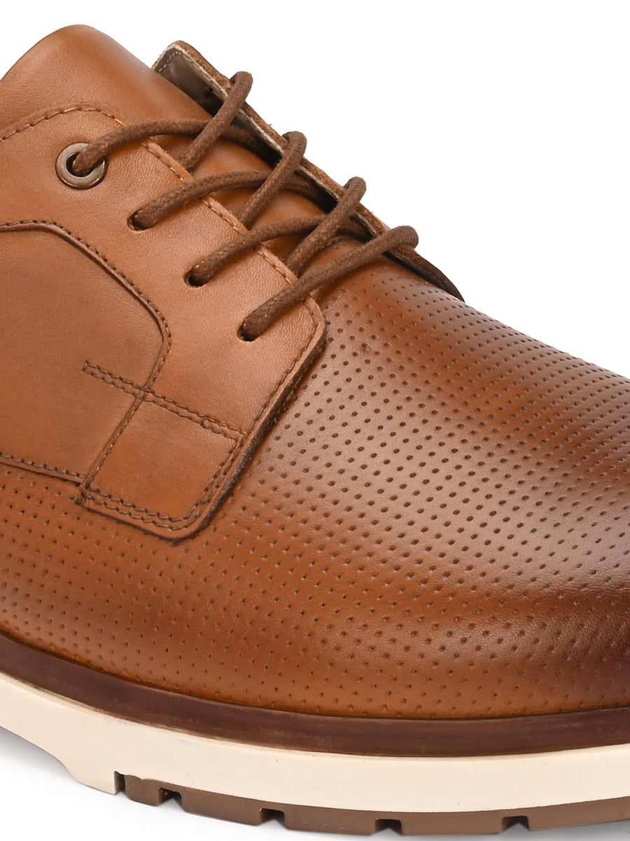 EZRO Men’s Tan Lace-Up Formal Shoes | Stylish Casual Derby Shoes with Comfort Sole