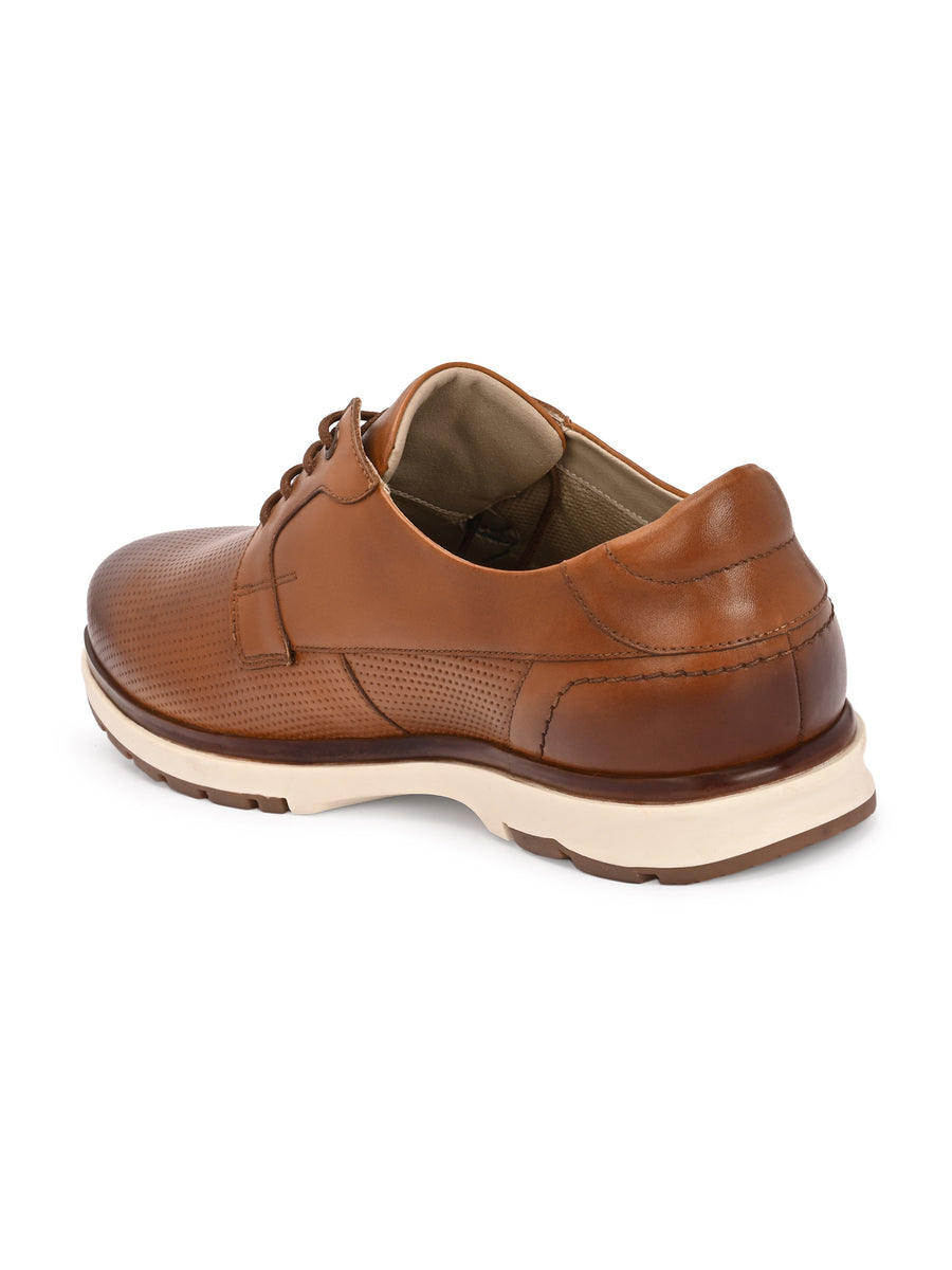 EZRO Men’s Tan Lace-Up Formal Shoes | Stylish Casual Derby Shoes with Comfort Sole