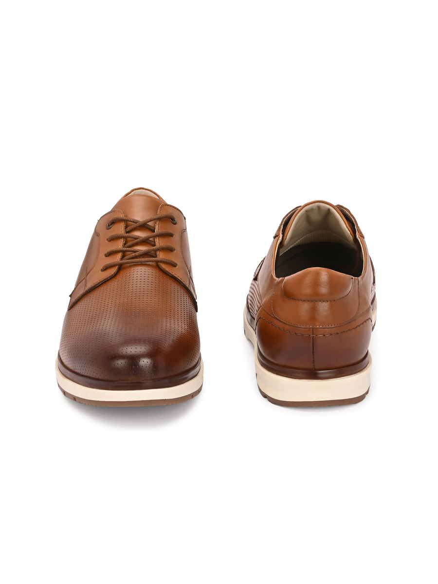 EZRO Men’s Tan Lace-Up Formal Shoes | Stylish Casual Derby Shoes with Comfort Sole