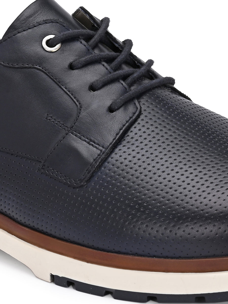 EZRO Men Navy Blue Premium Lace-Up Sneakers | Lightweight Casual, Office & Everyday Comfort Shoes