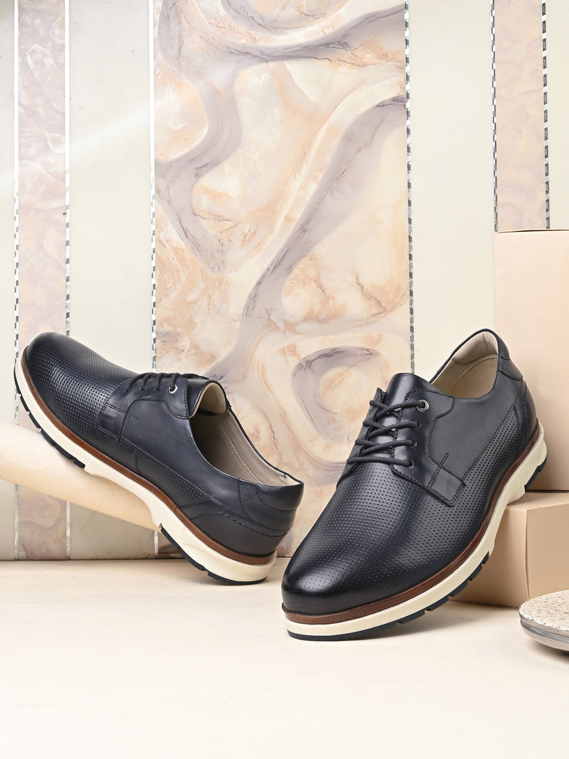 EZRO Men Navy Blue Premium Lace-Up Sneakers | Lightweight Casual, Office & Everyday Comfort Shoes