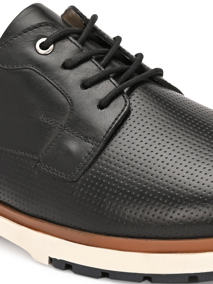 EZRO Men Black Premium Lace-Up Sneakers | Lightweight Casual, Office & Everyday Comfort Shoes