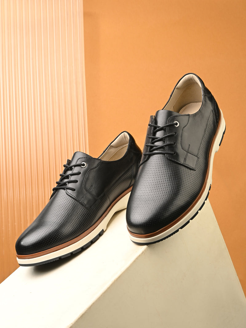 EZRO Men Black Premium Lace-Up Sneakers | Lightweight Casual, Office & Everyday Comfort Shoes