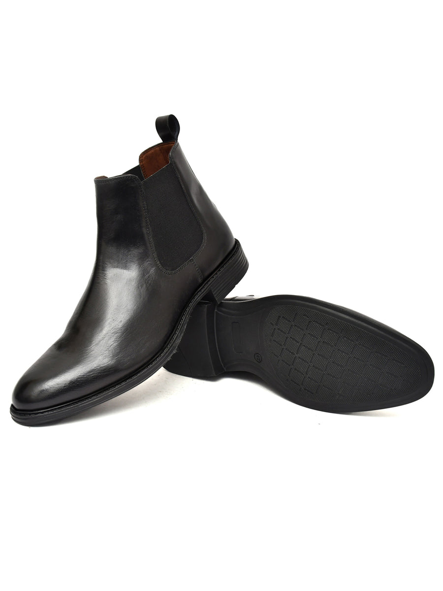EZRO Men Black Chelsea Boots | Premium Leather Slip-On Ankle Boots for Formal, Office & Casual Wear