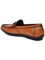 EZRO Men Tan Crocodile Texture Horsebit Loafers | Premium Slip-On Formal & Casual Driving Shoes