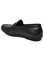EZRO Men Black Crocodile Texture Horsebit Loafers | Premium Slip-On Formal & Casual Driving Shoes