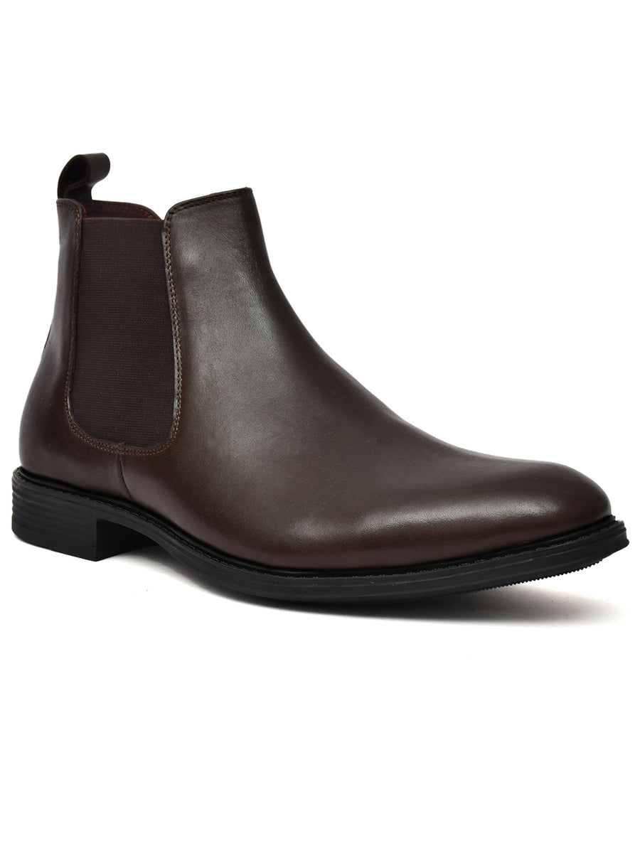 EZRO Men Brown Chelsea Boots | Premium Leather Slip-On Ankle Boots for Formal, Office & Casual Wear