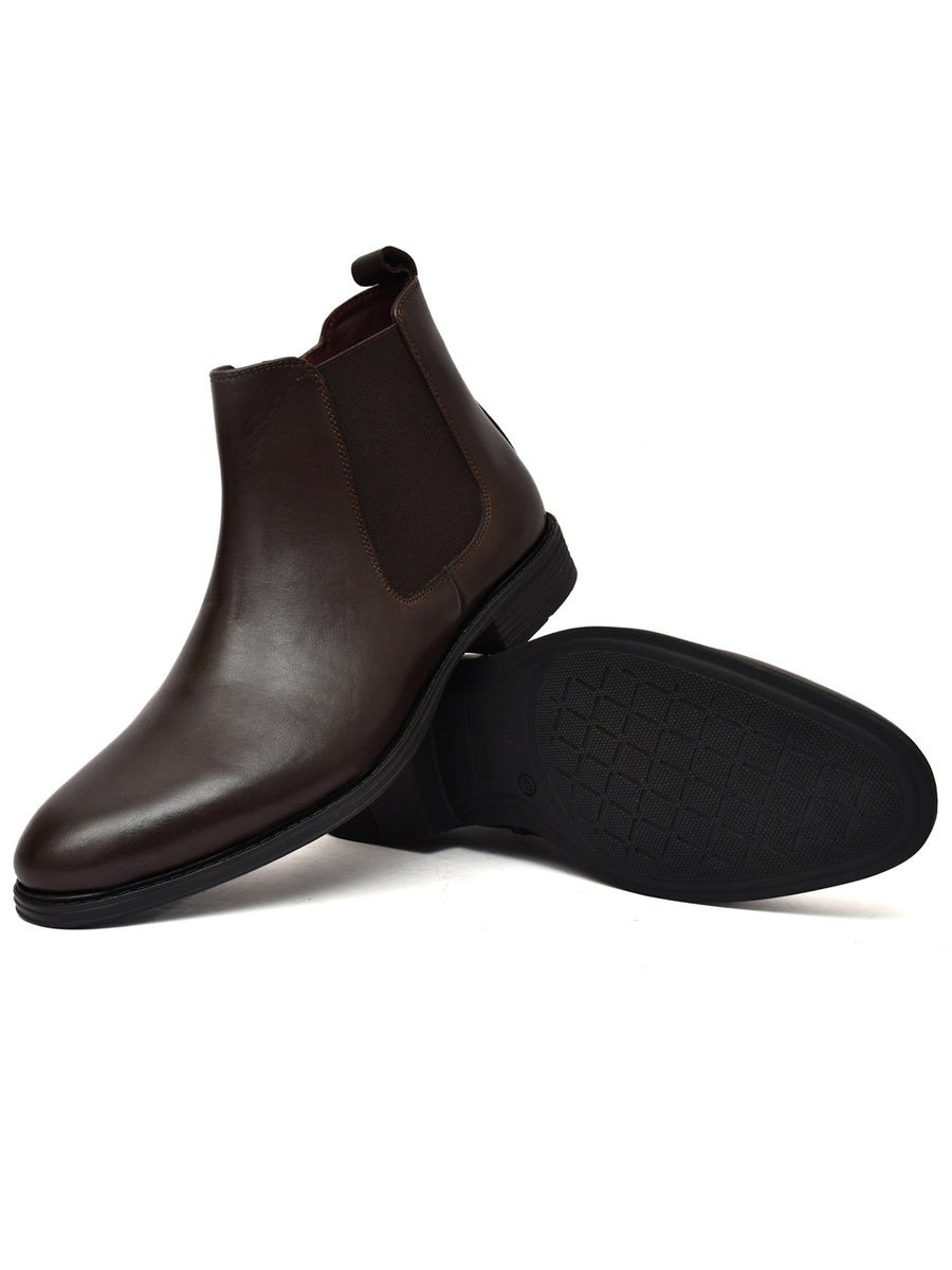 EZRO Men Brown Chelsea Boots | Premium Leather Slip-On Ankle Boots for Formal, Office & Casual Wear