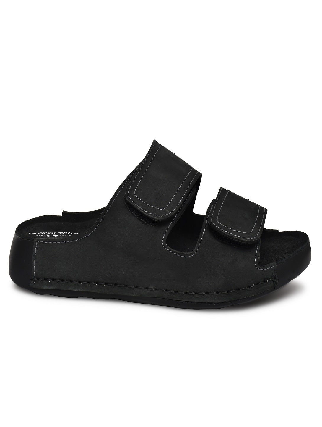 EZRO Men Black Adjustable Comfort Slippers | Premium Dual Strap Casual Slide Slippers for Indoor & Outdoor Wear