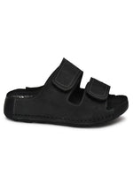 EZRO Men Black Adjustable Comfort Slippers | Premium Dual Strap Casual Slide Slippers for Indoor & Outdoor Wear
