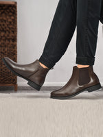 EZRO Men Brown Chelsea Boots | Premium Leather Slip-On Ankle Boots for Formal, Office & Casual Wear