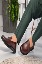 EZRO Men's Premium Wine Formal Loafers | Classic Slip-On Business, Office & Wedding Dress Shoes