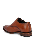 EZRO Men's Tan Double Monk Strap Formal Shoes | Croc Texture Leather Dress Shoes for Office & Wedding
