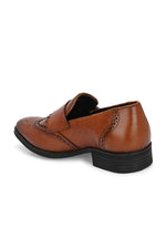 EZRO Men Tan Double Monk Strap Brogue Dress Shoes with Kiltie Fringe