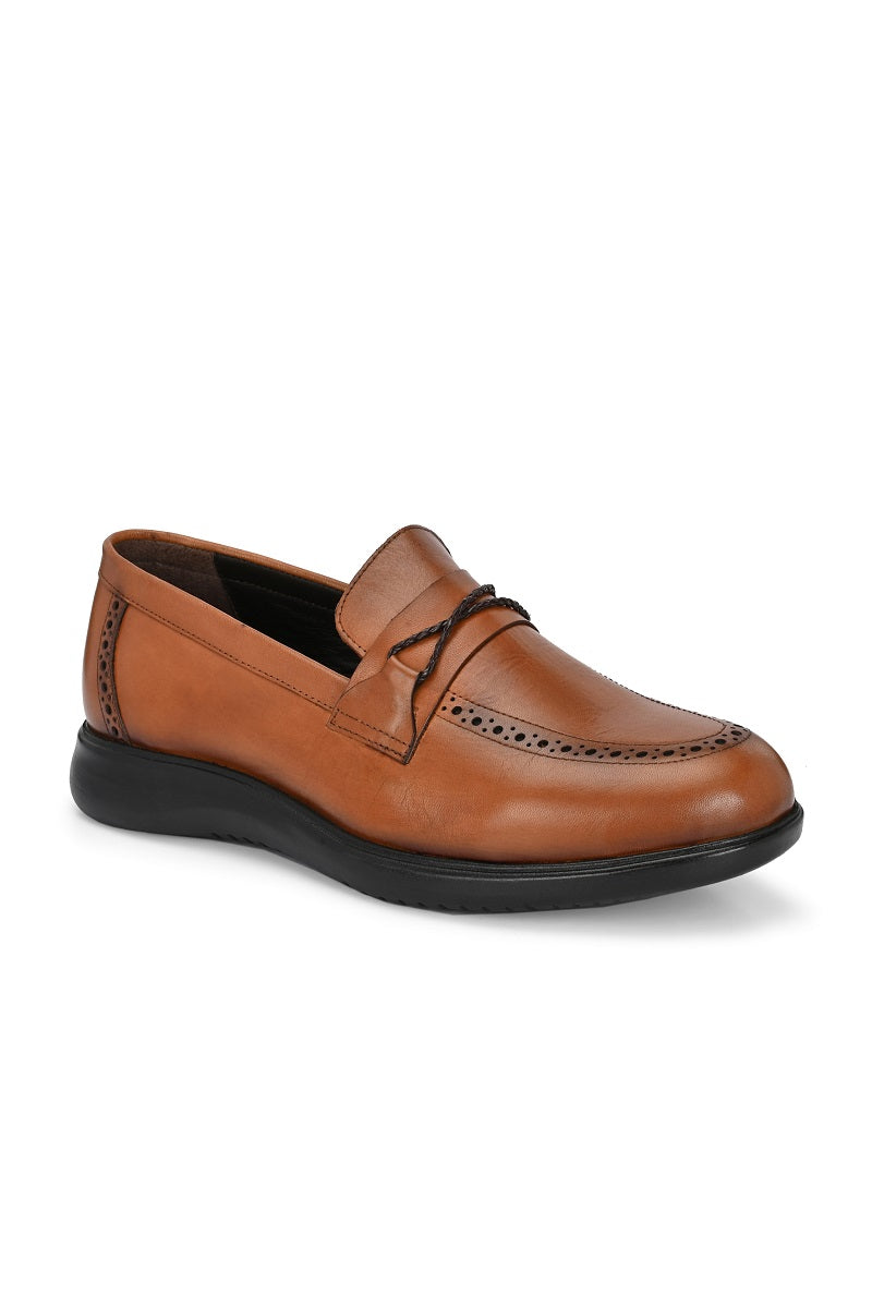 EZRO Men Premium Tan Loafers | Classic Slip-On Formal & Casual Shoes | Comfortable Everyday Wear