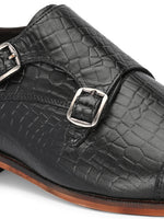 EZRO Men’s Black Classic Monk Strap Shoes