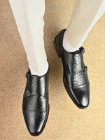 EZRO Men’s Black Classic Monk Strap Shoes