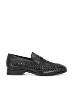 EZRO Men Premium Handwoven Black Leather Penny Loafers | Classic Slip-On Formal Shoes
