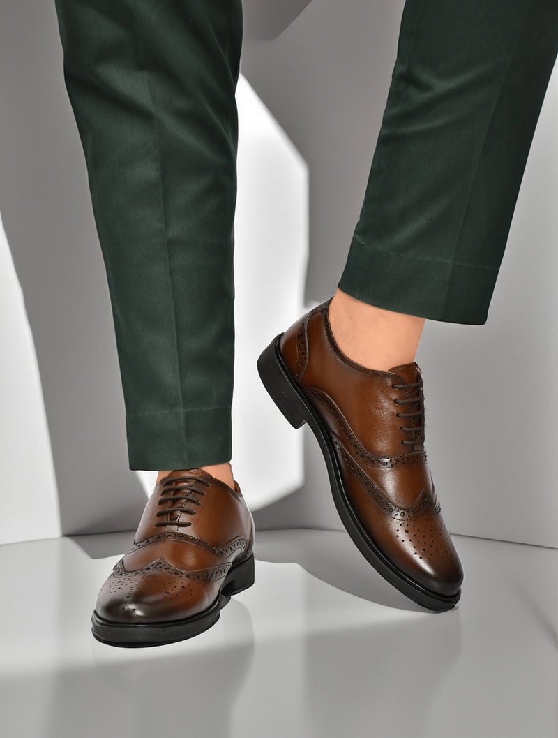 EZRO Men’s Stylish Brown Formal Shoes – Comfortable & Elegant Dress Shoes for Office, Business & Formal Wear