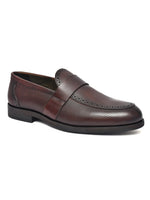EZRO Men's Brown Slip-On Formal Loafers – Textured Office & Dress Shoes