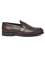 EZRO Men's Brown Slip-On Formal Loafers – Textured Office & Dress Shoes