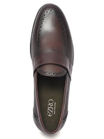 EZRO Men's Brown Slip-On Formal Loafers – Textured Office & Dress Shoes