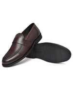 EZRO Men's Brown Slip-On Formal Loafers – Textured Office & Dress Shoes