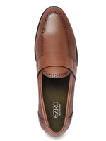 EZRO Men Tan Slip-On Formal Loafers – Textured Office & Dress Shoes
