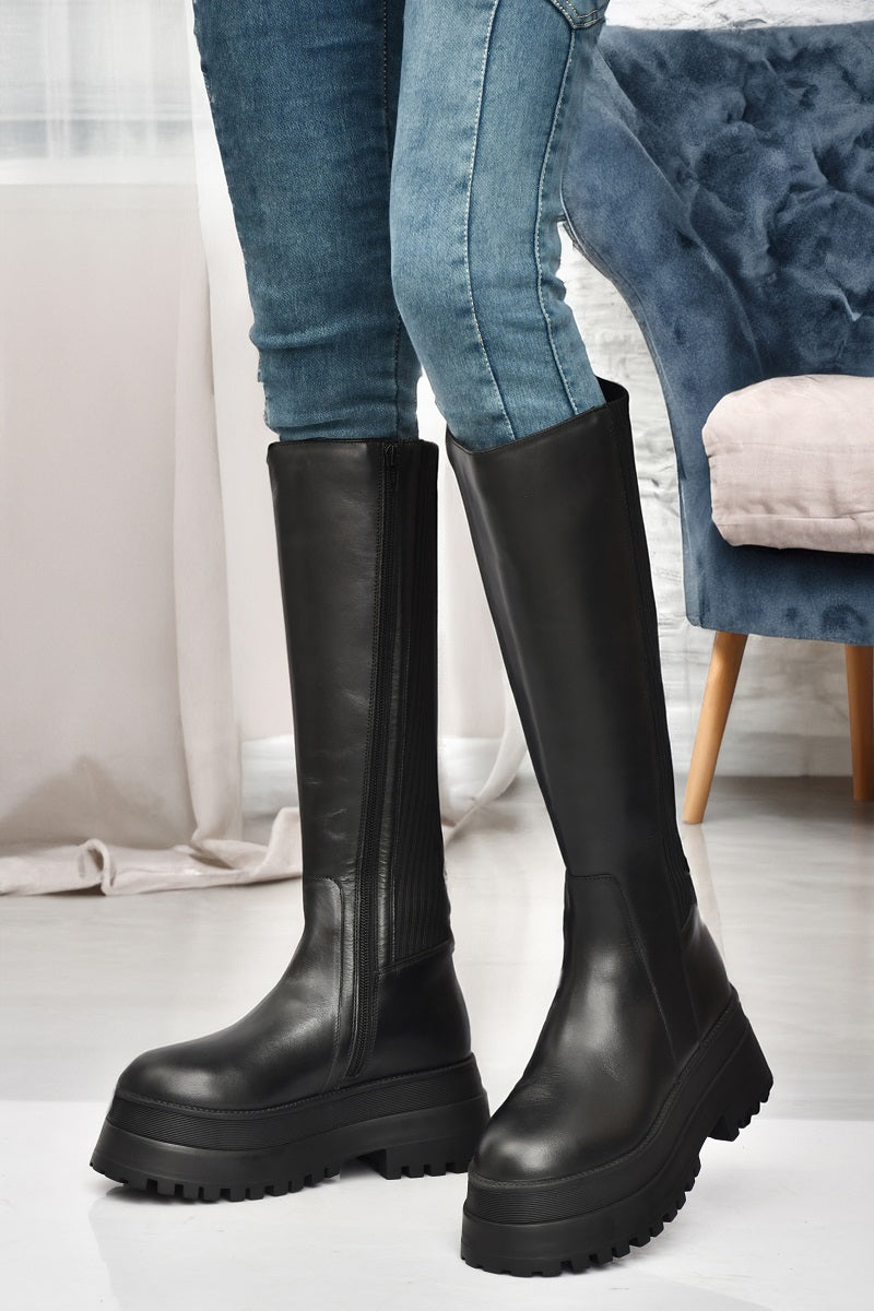 EZRO Women’s Long Black Boots – Stylish Knee-High Boots with Comfortable Fit