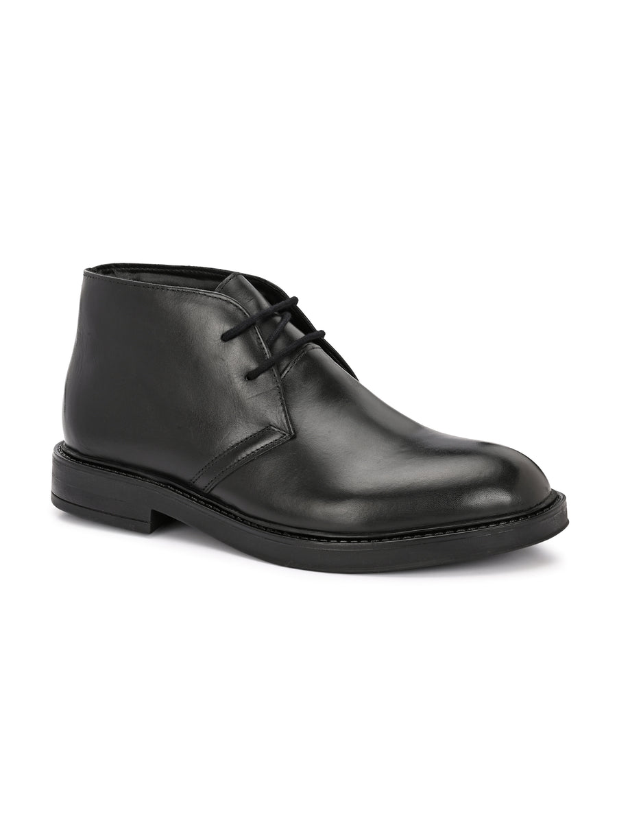 EZRO Men Black Ankle Boots | Premium Lace-Up Formal & Casual Leather Boots for Office, Travel & Everyday Wear