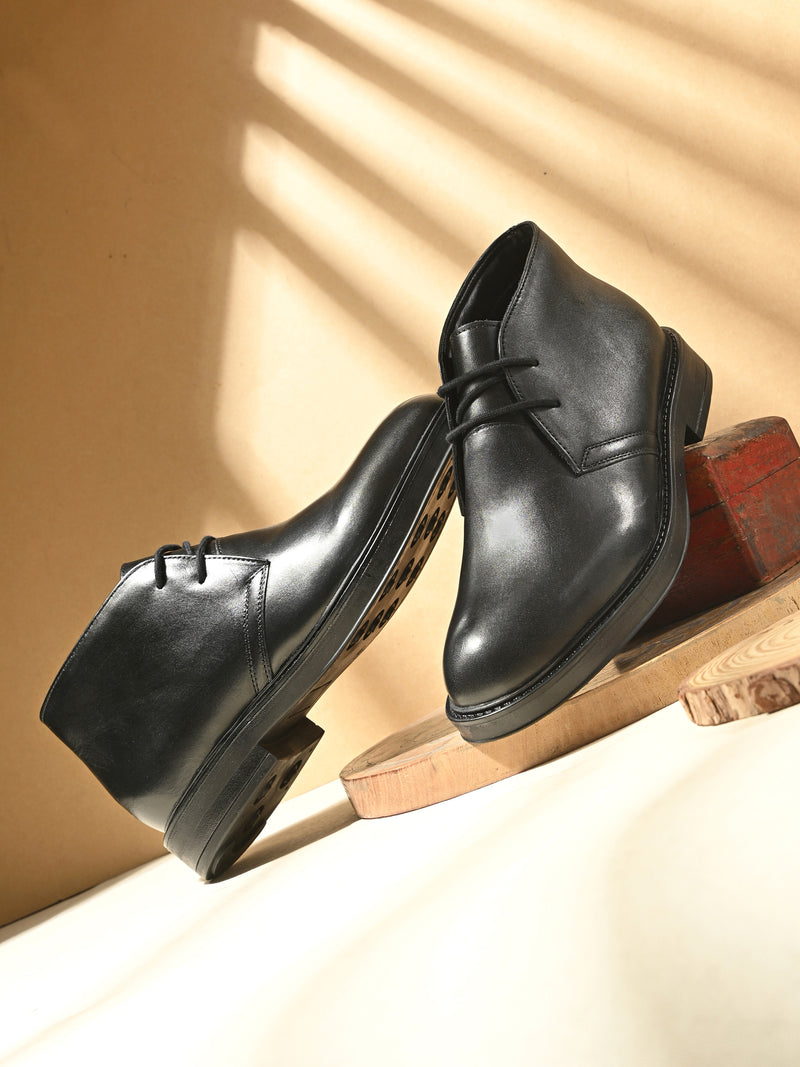 EZRO Men Black Ankle Boots | Premium Lace-Up Formal & Casual Leather Boots for Office, Travel & Everyday Wear