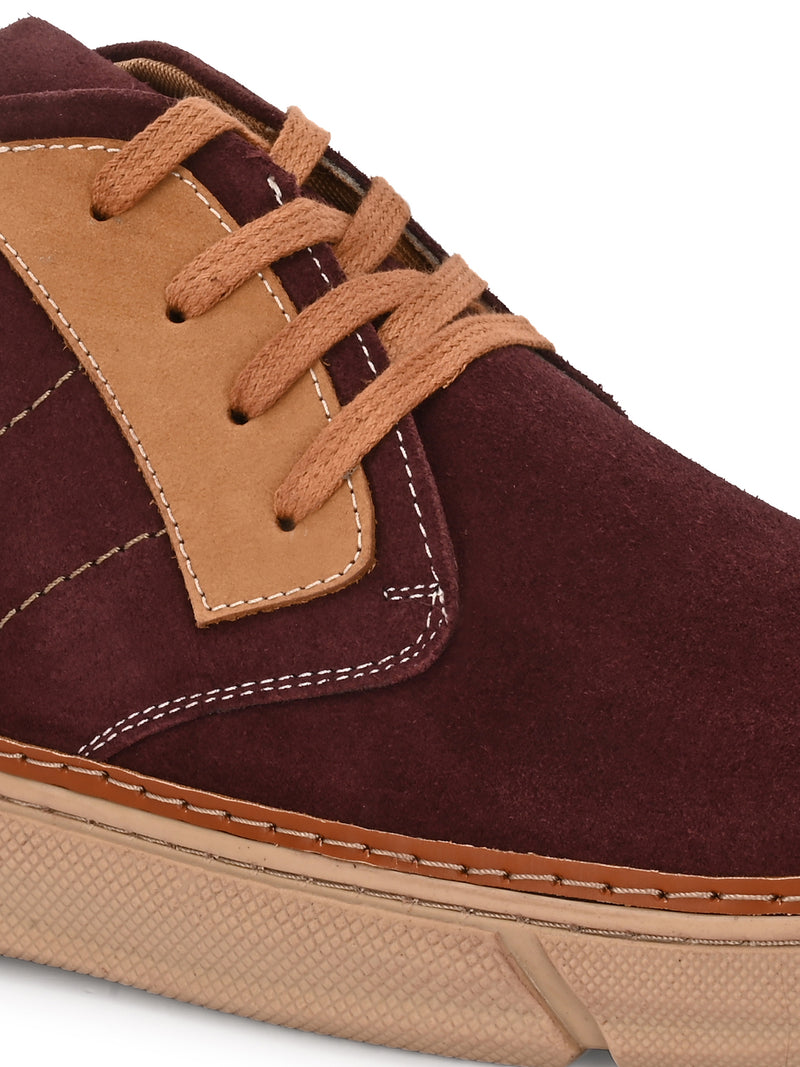 EZRO Men Stylish Brown Casual Sneakers | Suede Finish Lace-Up Shoe