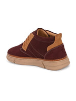 EZRO Men Stylish Brown Casual Sneakers | Suede Finish Lace-Up Shoe