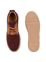 EZRO Men Stylish Brown Casual Sneakers | Suede Finish Lace-Up Shoe
