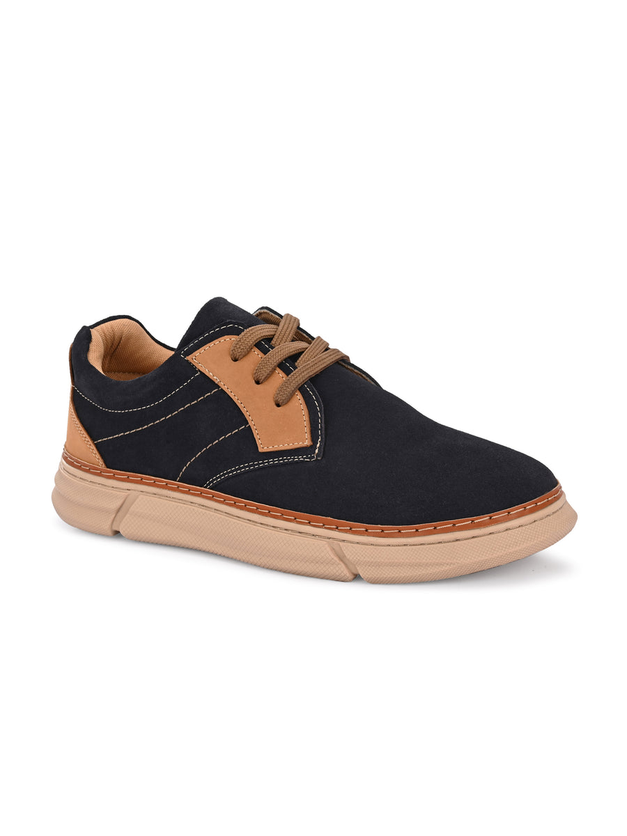 EZRO Men Navy Blue Casual Sneakers with Lace-Up Closure | Stylish Everyday Shoes