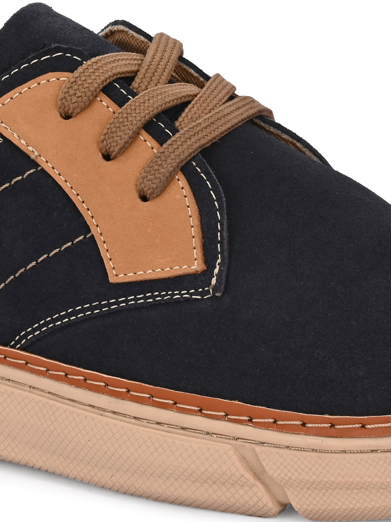 EZRO Men Navy Blue Casual Sneakers with Lace-Up Closure | Stylish Everyday Shoes