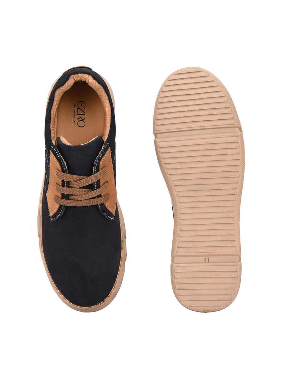 EZRO Men Navy Blue Casual Sneakers with Lace-Up Closure | Stylish Everyday Shoes