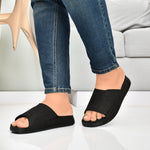 EZRO Men Black Comfort Slide Slippers | Soft Cushioned Open-Toe Slip-On Sandals for Daily Wear