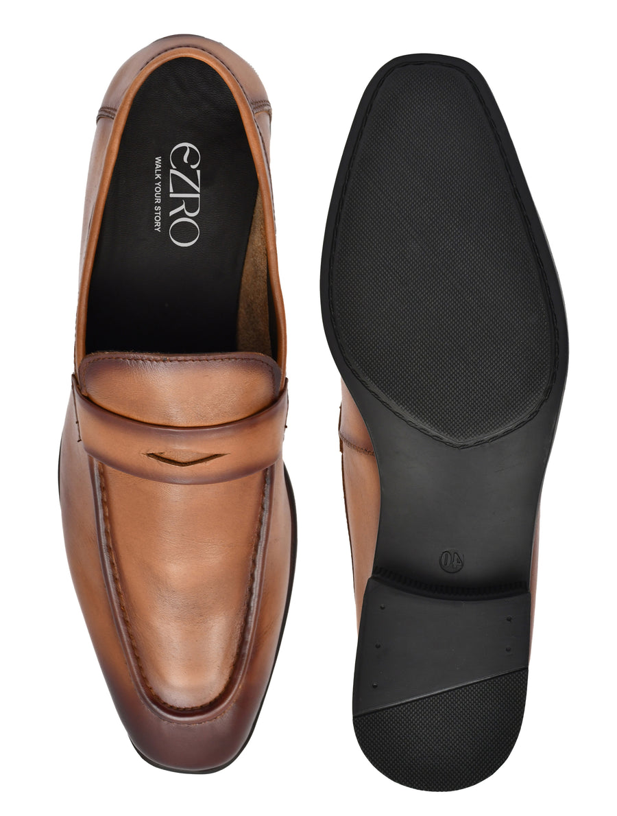 EZRO Men’s Tan Stylish Moccasins – Comfortable & Elegant Slip-On Shoes for Casual, Office & Everyday Wear