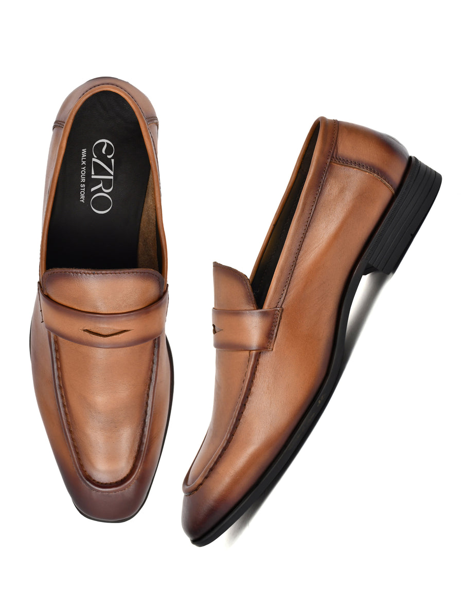 EZRO Men’s Tan Stylish Moccasins – Comfortable & Elegant Slip-On Shoes for Casual, Office & Everyday Wear