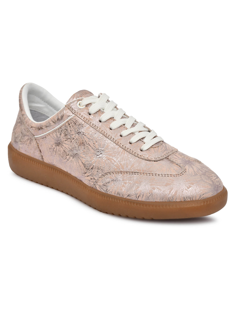 EZRO Women Floral Blush Pink Printed Lace-Up Sneakers