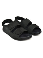 EZRO Men's Black Adjustable Comfort Sandals | Lightweight Hook & Loop Casual Outdoor Walking Sandals