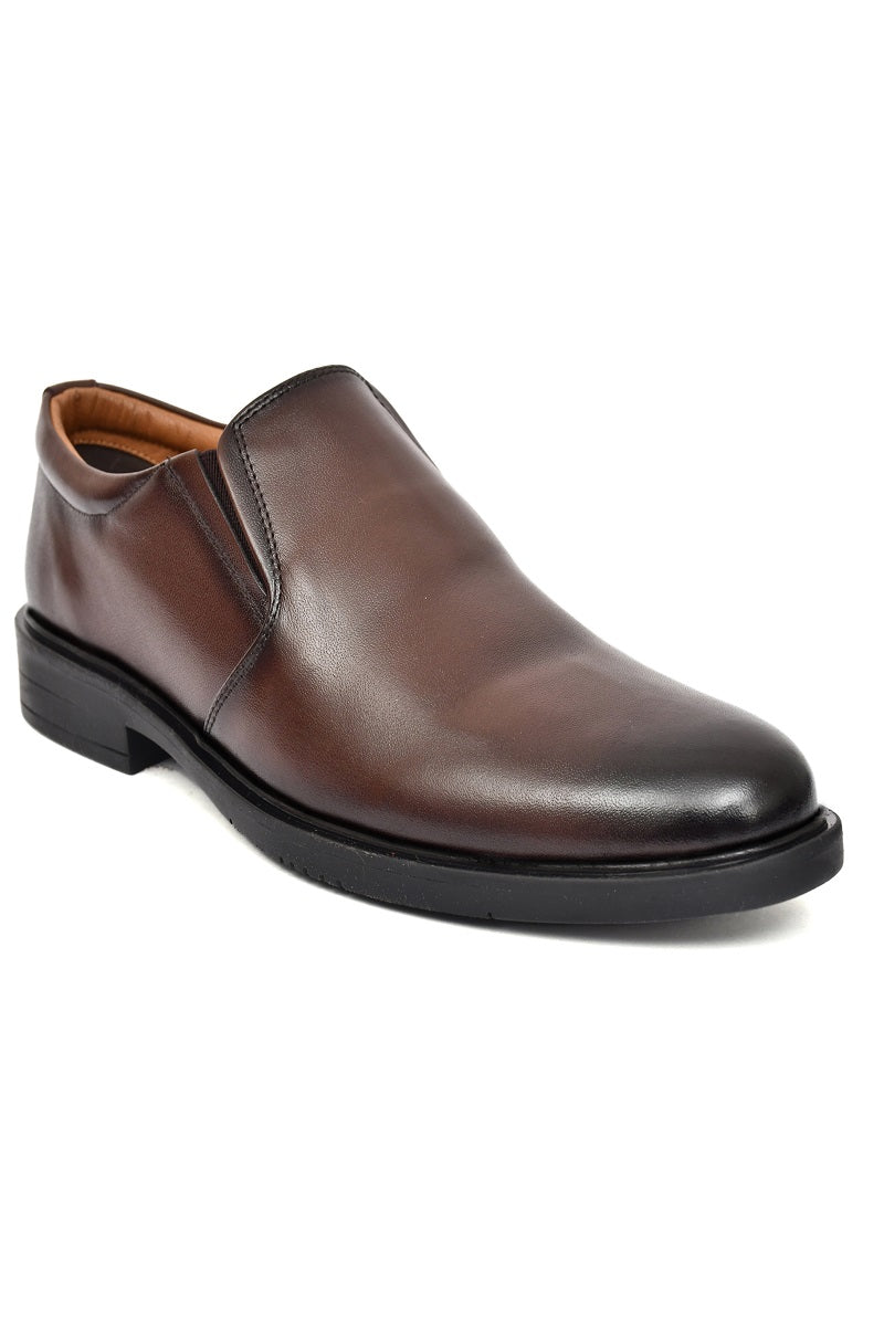 EZRO Men Classic Brown Leather Slip-On Formal Shoes