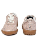 EZRO Women Floral Blush Pink Printed Lace-Up Sneakers